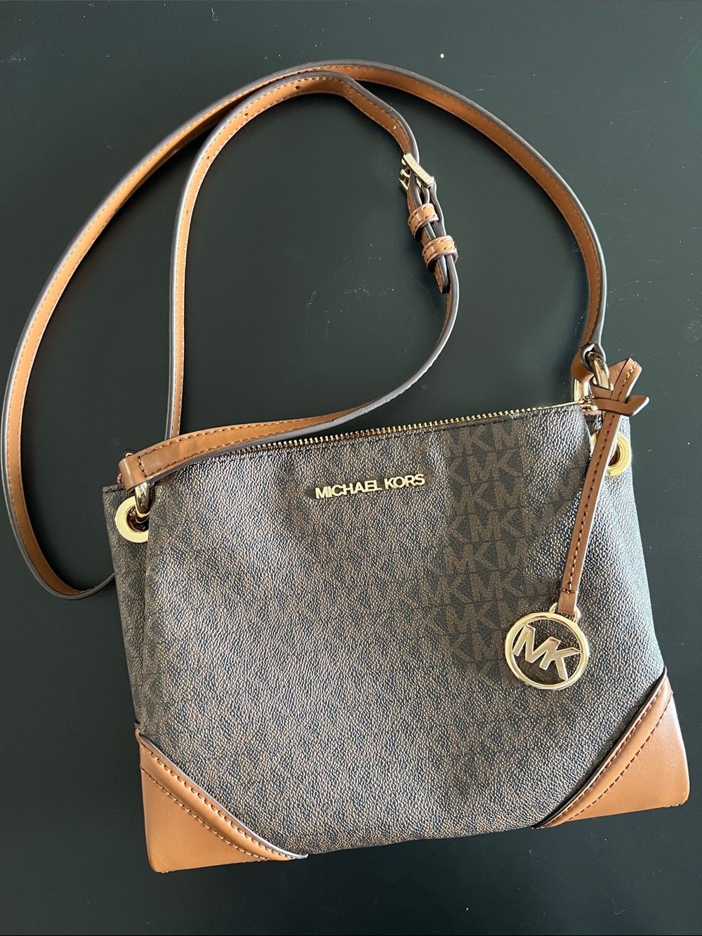 Michael Kors Brown and Tan Signature Crossbody Bag